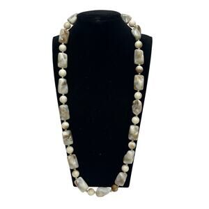 Faux Stone Plastic Bead Necklace 11.5" Boho Bohemian Unsigned